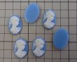 画像2: ns344/ヴィンテージ/プラスチックカメオ/レディ/グレイッシュブルー/約25×18mm/(1個) (2)