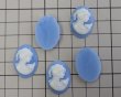 画像2: ns343/ヴィンテージ/プラスチックカメオ/レディ（ネックレス）/ベビーブルー/約25×18mm/(1個) (2)