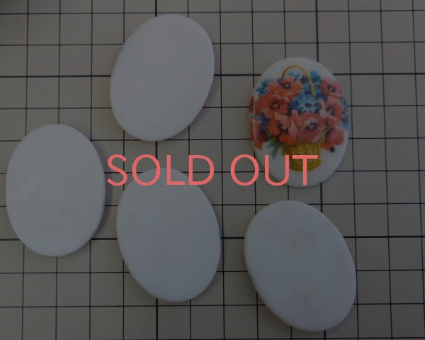 画像2: ns336/ヴィンテージ/ドイツ/ガラスカボション/ポピーと青い花/約40×30mm(1個） (2)