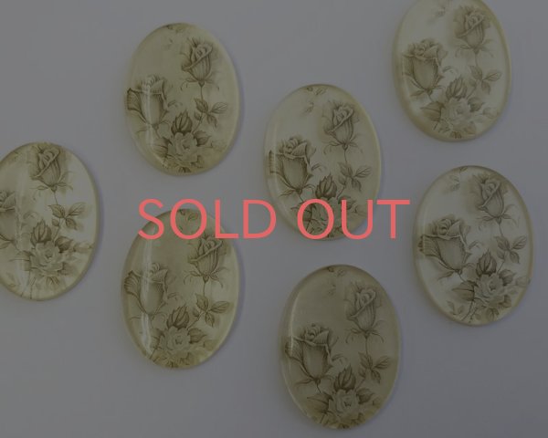 画像3: ns338/ヴィンテージ/ドイツ/プラスチックカボション/グレイローズ/約40×30mm(1個） (3)