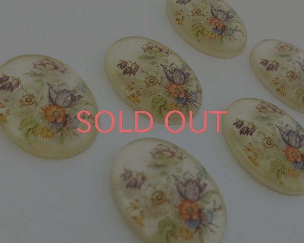 画像2: ns339/ヴィンテージ/ドイツ/プラスチックカボション/花束/約40×30mm(1個） (2)