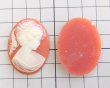 画像2: ns341/ヴィンテージ/プラスチックカメオ/カーネリアンオレンジ×クリーム/約40×30mm/(1個) (2)