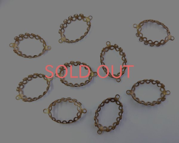 画像2: ヴィンテージ/18×13mm用/ブラスセッティングコネクター/レース(1個) (2)