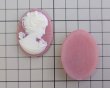 画像2: ns346/ヴィンテージ/ドイツ/プラスチックカメオ/レディ/ピンク/約40×30mm/(1個) (2)