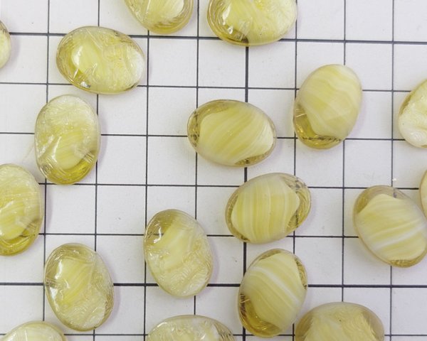 画像3: ns334/ヴィンテージ/ドイツ/ガラスカメオ/マスタードストライプ(1個) (3)