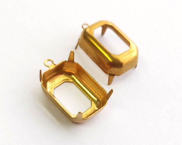 画像2: 18×13mmオクタゴン用/ブラスセッティング/オープンバック(1個) (2)