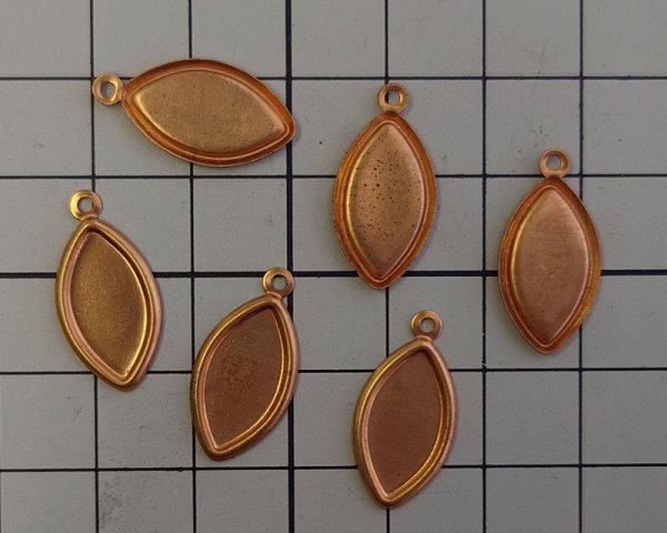 画像2: ヴィンテージ/ブラス貼り付けセッティング/15×7mm/1リング(1個) (2)