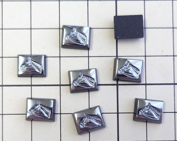 画像2: ns353/ヴィンテージ/ドイツ/ガラスカボション/ヘマタイトホース(1個) (2)