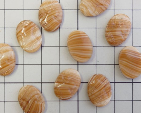 画像2: ns334/ヴィンテージ/ドイツ/ガラスカメオ/ブラウンストライプ(1個） (2)