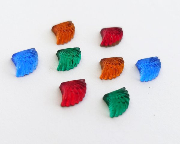 画像2: ns350/ヴィンテージ/ドイツ/ガラスカボション/ミニリブファン(1個) (2)