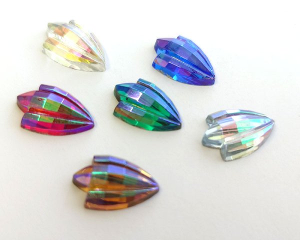 画像2: ns349/ヴィンテージ/ドイツ/ガラスカボション/カットチューリップ/オーロラ(1個) (2)