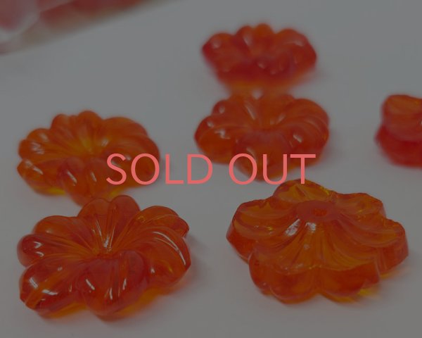 画像2: ns357/ヴィンテージ/ドイツ/ガラス/オレンジフラワー/約22mm/(1個) (2)