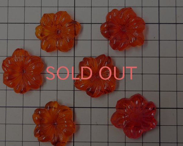 画像3: ns357/ヴィンテージ/ドイツ/ガラス/オレンジフラワー/約22mm/(1個) (3)