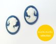 画像1: ns355/ヴィンテージ/ドイツ/プラスチックカメオ(ネックレス)/デニムブルー/約18×13mm (1)