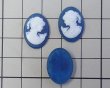 画像3: ns355/ヴィンテージ/ドイツ/プラスチックカメオ(ネックレス)/デニムブルー/約18×13mm (3)