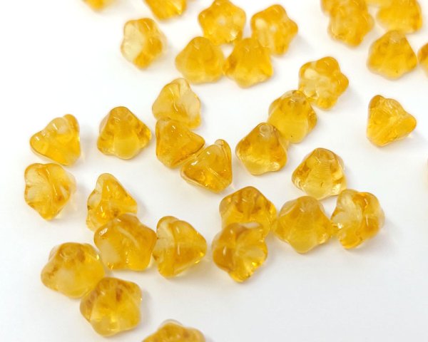 画像1: チェコ/蓄光ビーズ/ベルフラワー/トパーズ（4個） (1)