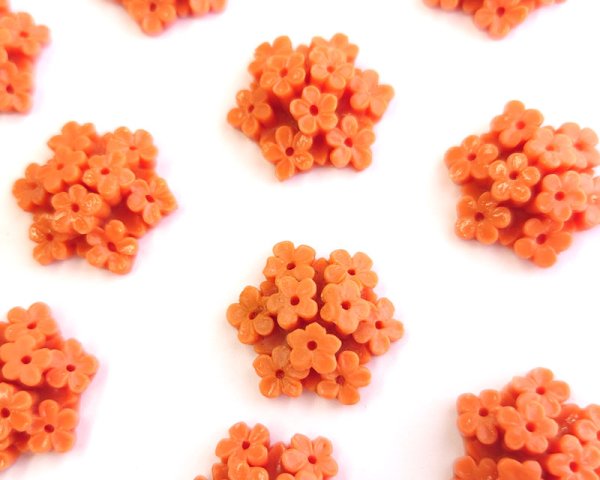 画像1: ヴィンテージ/日本/プラスチック/ヘキサグラムフラワー/コーラル/20mm(1個) (1)