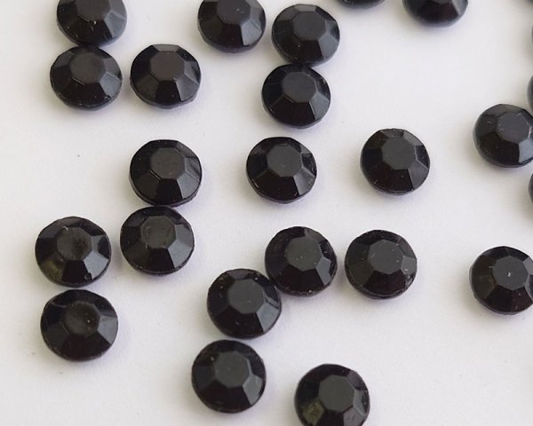 画像1: ヴィンテージ/ドイツ/ガラス/シャネルストーン/ジェットブラック/29ss(1個) (1)