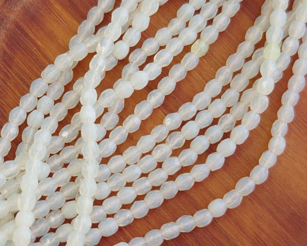 画像1: チェコガラスビーズ/ファイアポリッシュラウンド/ミルキーイエロー/約3mm(20個) (1)