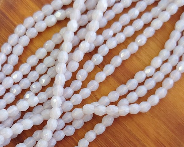 画像1: チェコガラスビーズ/ファイアポリッシュラウンド/ミルキーパープル/約3mm(20個) (1)