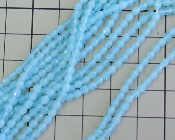 画像2: チェコガラスビーズ/ファイアポリッシュラウンド/ミルキーブルー/約3mm(20個) (2)