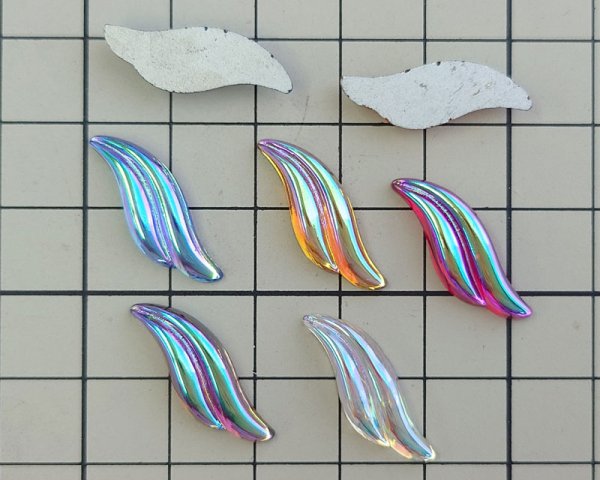 画像3: ns361/ヴィンテージ/ドイツ/ガラス/オーロラウィング/約24×8mm(1個） (3)