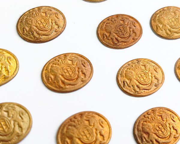 画像1: ヴィンテージ/USA/ブラススタンピング/獅子と一角獣のエンブレム（1個） (1)