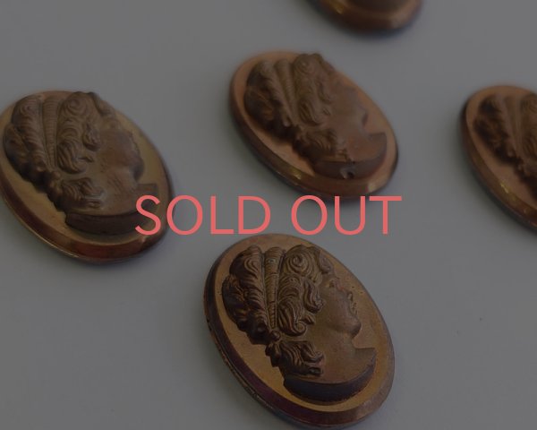 画像2: ns360/ヴィンテージ/ドイツ/ガラスカメオ/ブロンズ/約25×18mm(1個） (2)