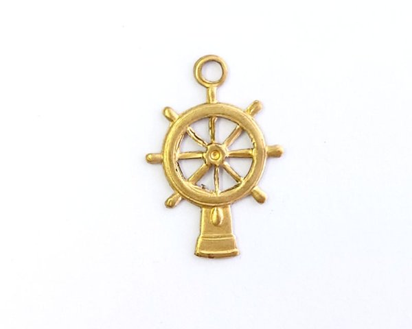 画像1: ブラスチャーム/舵輪（1個） (1)