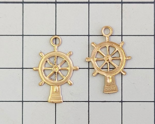 画像2: ブラスチャーム/舵輪（1個） (2)