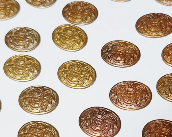 画像2: ヴィンテージ/USA/ブラススタンピング/獅子と一角獣のエンブレム（1個） (2)