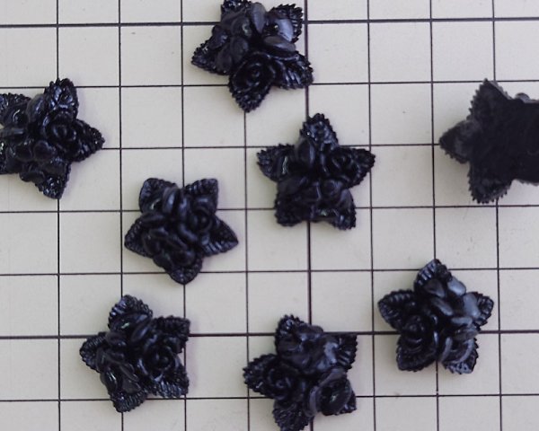 画像3: ヴィンテージ/日本/プラスチック/スターフラワー/ブラック/16mm(1個) (3)