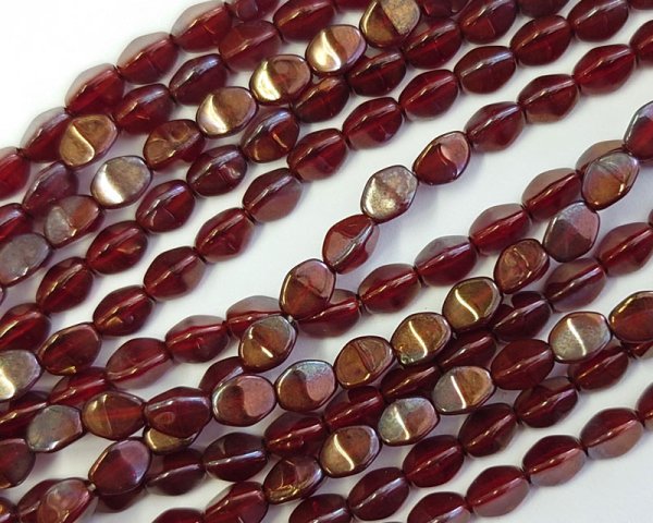 画像1: チェコガラスビーズ/ミニピンチ/ガーネットブロンズラスター/約5×3mm(10個） (1)