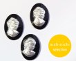 画像1: ns364/ヴィンテージ/ドイツ/ガラスカメオ/ブラック×シルバーA/約25×18mm (1)