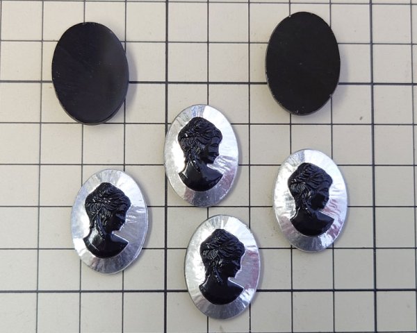 画像3: ns364/ヴィンテージ/ドイツ/ガラスカメオ/ブラック×シルバーB/約25×18mm (3)