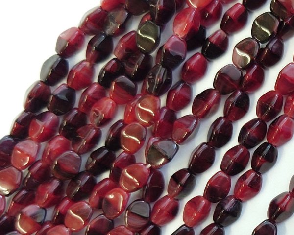 画像1: チェコガラスビーズ/ミニピンチ/レッドブラックマーブル/約5×3mm(10個） (1)