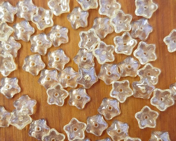 画像2: チェコガラスビーズ/ミニスターフラワー/ライトイエローラスター（10個） (2)