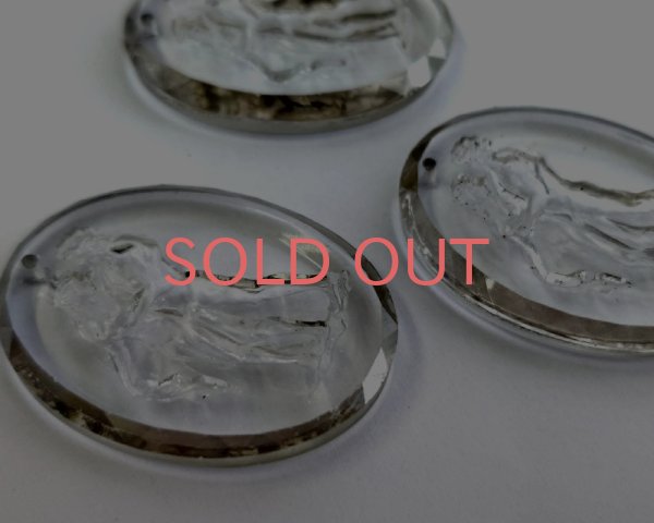 画像4: ns366/ヴィンテージ/ドイツ/ガラスインタリオペンダント/アダムとイブ約40×30mm(1個) (4)