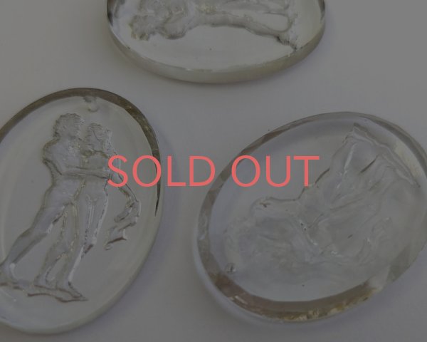 画像2: ns366/ヴィンテージ/ドイツ/ガラスインタリオペンダント/アダムとイブ約40×30mm(1個) (2)