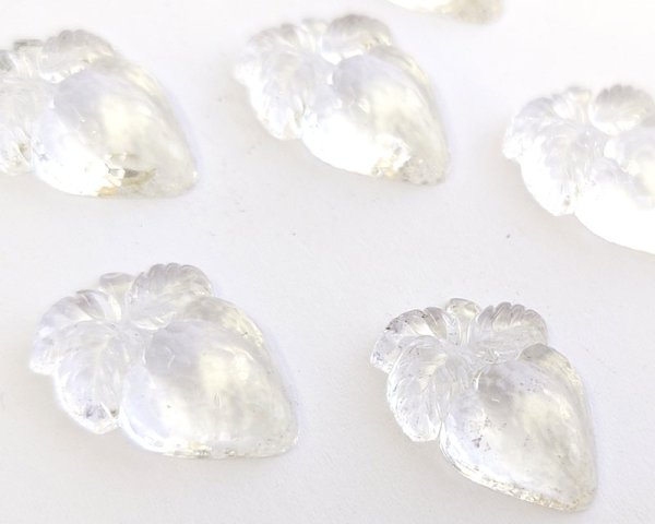 画像2: ヴィンテージ/ドイツ/ガラスカボション/苺/フォイルなし/約14×12mm(1個) (2)