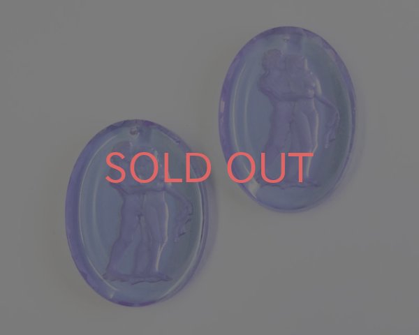 画像2: ns366/ヴィンテージ/ドイツ/ガラスインタリオペンダント/アレキサンドライト/約40×30mm(1個) (2)