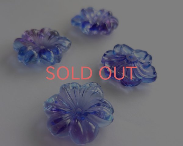 画像3: ns357/ヴィンテージ/ドイツ/ガラス/ブルーパープルフラワー/約22mm/(1個) (3)