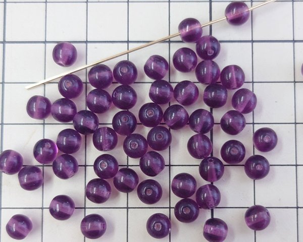 画像2: チェコガラスビーズ/ラウンド/アメシスト/約6mm(10個) (2)