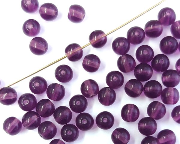 画像1: チェコガラスビーズ/ラウンド/アメシスト/約6mm(10個) (1)