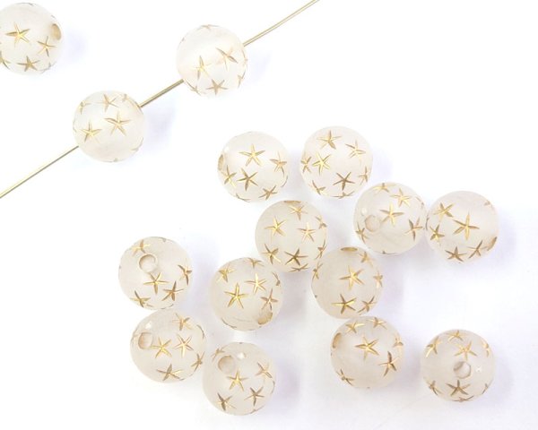画像1: プラスチックビーズ/フロストラウンド/ゴールドスター(2個) (1)