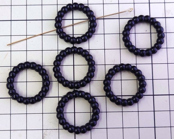 画像2: プラスチックビーズ/ブラックドットリング(2個) (2)