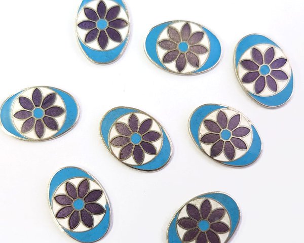 画像1: ヴィンテージ/USA/メタルパーツ/オーバルフラワー（1個） (1)