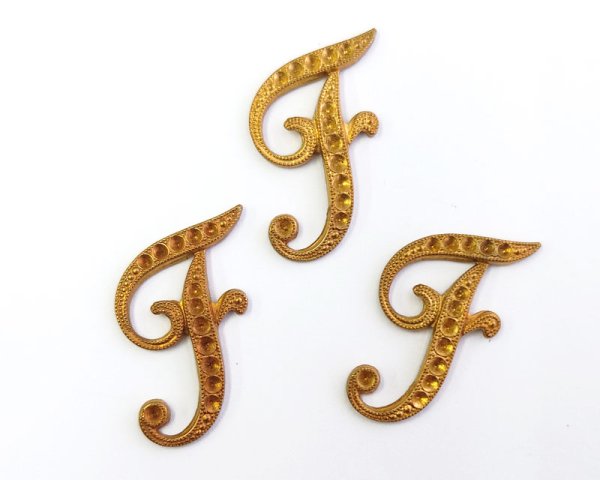 画像1: ヴィンテージ/USA/ブラススタンピング/モノグラム.F(1個) (1)