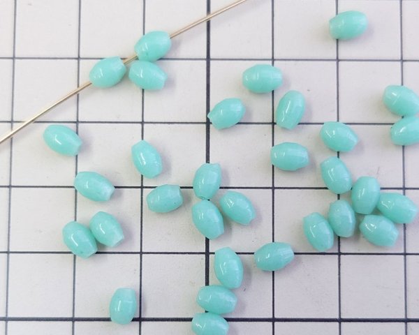 画像2: ヴィンテージ/フランス/ハンドメイドガラスビーズ/ミントオーバル(10個) (2)