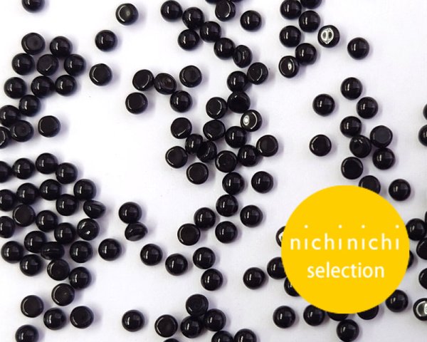 画像1: ns371/ヴィンテージ/ガラスカボション/オペークブラック/約3mm(10個) (1)